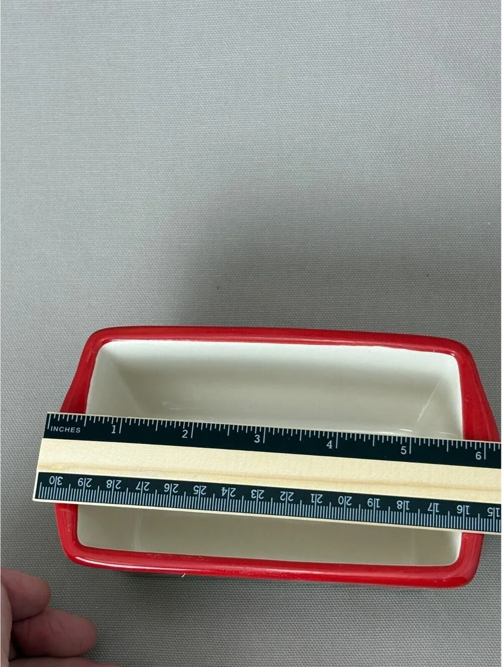 Nantucket Ceramic Mini Loaf Pan Red Green Striped 6 Inch Holiday Baking Dish
